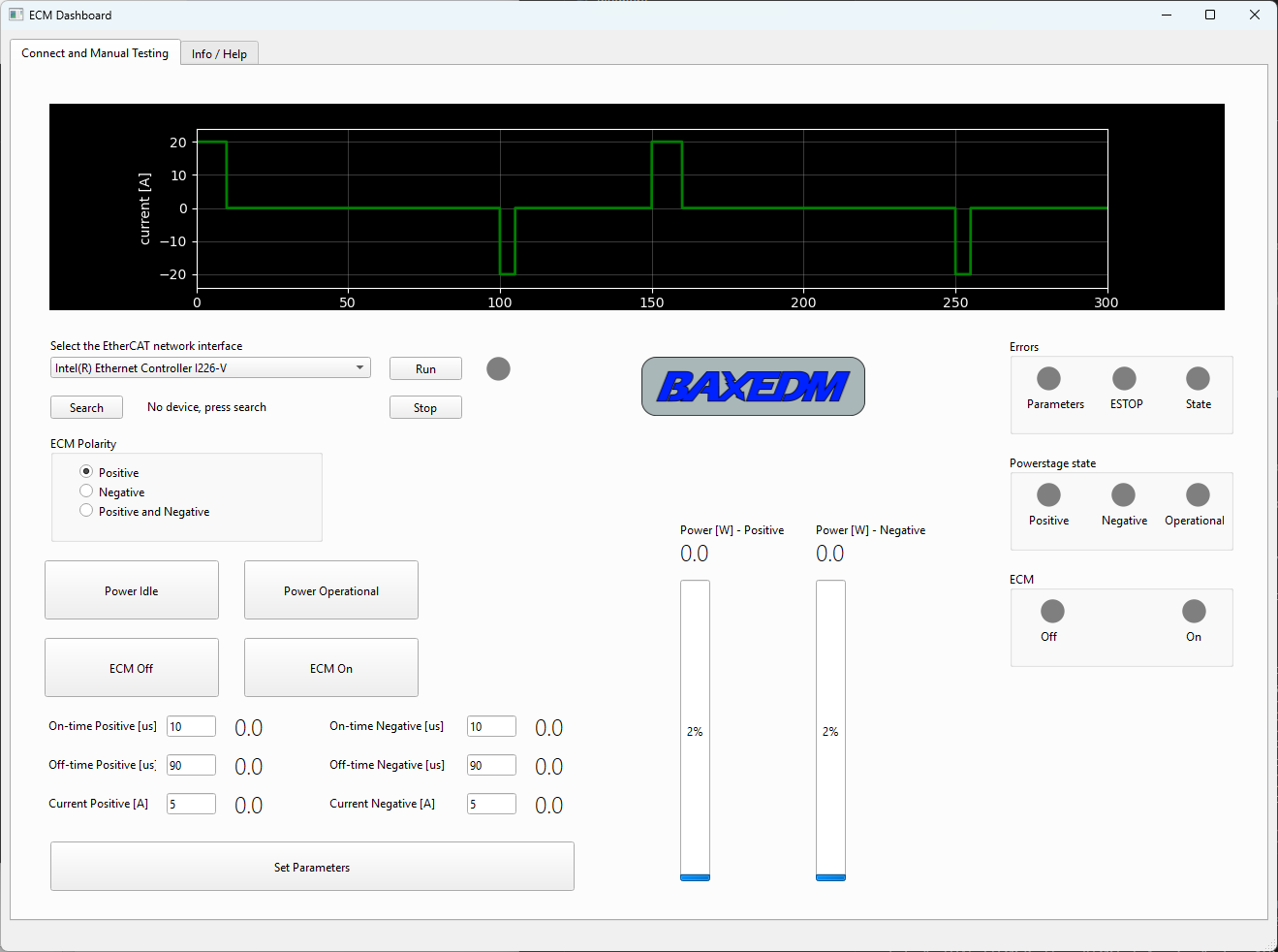 BX-ECM01 Windows 11 dashboard with real-time pulse waveform preview
